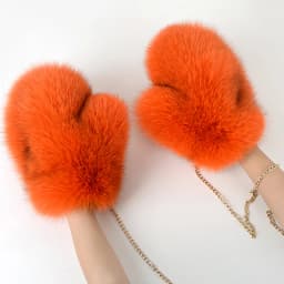2026 Hot Sale Winter Women Natural Real Fox Fur Gloves Warm 100% Genuine Fox Fur Mittens Girl Fashion Luxury Real Fox Fur Glove