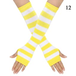 Y2K Fashion Women Girls Striped Elbow Gloves Warmer Knitted Long Fingerless Gloves Christmas Emo Gloves Mittens Arm Warmer