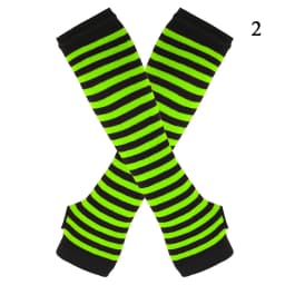 Y2K Fashion Women Girls Striped Elbow Gloves Warmer Knitted Long Fingerless Gloves Christmas Emo Gloves Mittens Arm Warmer