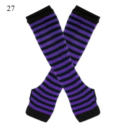 Y2K Fashion Women Girls Striped Elbow Gloves Warmer Knitted Long Fingerless Gloves Christmas Emo Gloves Mittens Arm Warmer