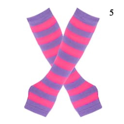 Y2K Fashion Women Girls Striped Elbow Gloves Warmer Knitted Long Fingerless Gloves Christmas Emo Gloves Mittens Arm Warmer