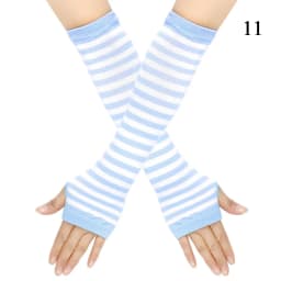 Y2K Fashion Women Girls Striped Elbow Gloves Warmer Knitted Long Fingerless Gloves Christmas Emo Gloves Mittens Arm Warmer