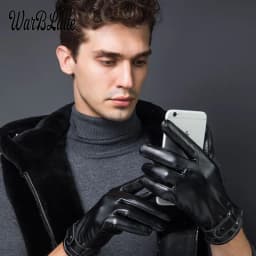 New Men's Business Gloves Winter Mittens Keep Warm Touch Screen Windproof Driving Guantes Male Autumn Winter PU Leather Gloves