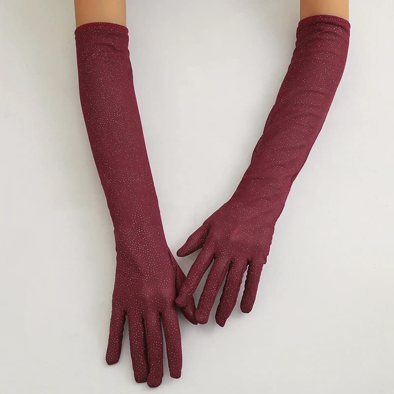 Shining Women's Gloves Fashion Personality Sexy Mesh Cosplay Stage Performance Birthday Party Opera Wedding Breathable