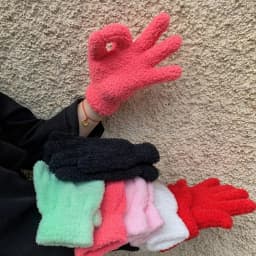 Winter Warm Coral Velvet Gloves Women Sweet Solid Candy Color Full Finger Mittens Girls Thicken Outdoor Stretchy Ski Gloves