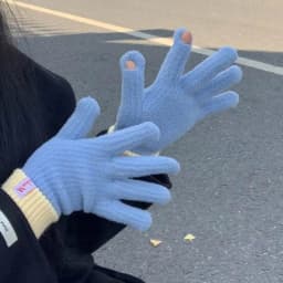 Women Winter Thickened Windproof Keep Warm Fingertip Touch Screen Knitted Gloves Fashion Color Spelling Soft