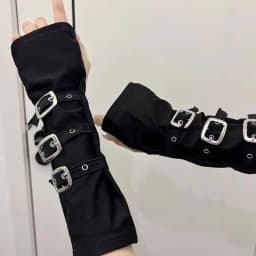 Charm Abstract Exaggerated Punk Style Motorcycle Metal Rivet Black Gloves for Both Men and Women Fabric Finger Sleeves Jewelry