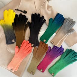 Winter Gloves for Women New Gradient Touchscreen Gloves Stretch Knit Warm Arm Mittens Outdoor Non-Slip Exposed Finger Guantes