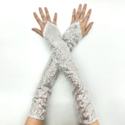 50cm Women Hook Finger Long Fingerless Gloves Retro Style Fashionable Personality Stage Performance Concert