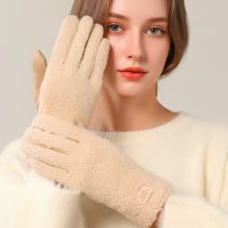 Fashion Imitation Fleece Winter Keep Warm Gloves Women Touch Screen Thickened Cycling Driving Windproof Cold Proof Mittens