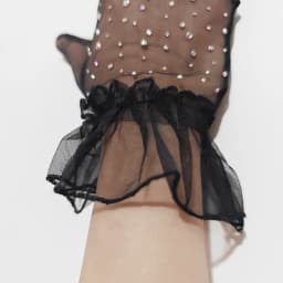 Thin Breathable Mesh Shiny Rhinestones Women Sexy Short Gloves Tulle Colorful Diamond Party Cosplay Photography Accessories