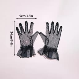 Thin Breathable Mesh Shiny Rhinestones Women Sexy Short Gloves Tulle Colorful Diamond Party Cosplay Photography Accessories