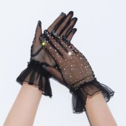 Thin Breathable Mesh Shiny Rhinestones Women Sexy Short Gloves Tulle Colorful Diamond Party Cosplay Photography Accessories