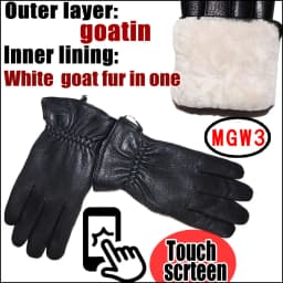 Deerskin Pattern Male Leather Gloves Sheepskin-fur in one Gloves Female Goatskin Sheep Fur Wool Gloves Winter Thickening Warm