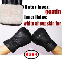 Deerskin Pattern Male Leather Gloves Sheepskin-fur in one  Gloves Female Goatskin  Sheep Fur Wool Gloves Winter  Thickening Warm