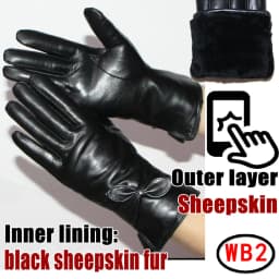 Deerskin Pattern Male Leather Gloves Sheepskin-fur in one  Gloves Female Goatskin  Sheep Fur Wool Gloves Winter  Thickening Warm