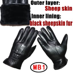 Deerskin Pattern Male Leather Gloves Sheepskin-fur in one  Gloves Female Goatskin  Sheep Fur Wool Gloves Winter  Thickening Warm