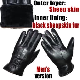 Deerskin Pattern Male Leather Gloves Sheepskin-fur in one Gloves Female Goatskin Sheep Fur Wool Gloves Winter Thickening Warm