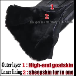 Deerskin Pattern Male Leather Gloves Sheepskin-fur in one Gloves Female Goatskin Sheep Fur Wool Gloves Winter Thickening Warm
