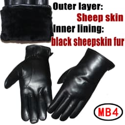 Deerskin Pattern Male Leather Gloves Sheepskin-fur in one Gloves Female Goatskin Sheep Fur Wool Gloves Winter Thickening Warm