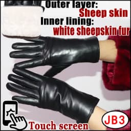 Deerskin Pattern Male Leather Gloves Sheepskin-fur in one  Gloves Female Goatskin  Sheep Fur Wool Gloves Winter  Thickening Warm