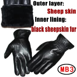 Deerskin Pattern Male Leather Gloves Sheepskin-fur in one  Gloves Female Goatskin  Sheep Fur Wool Gloves Winter  Thickening Warm