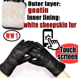 Deerskin Pattern Male Leather Gloves Sheepskin-fur in one Gloves Female Goatskin Sheep Fur Wool Gloves Winter Thickening Warm