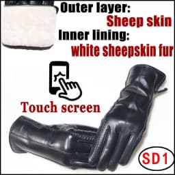Deerskin Pattern Male Leather Gloves Sheepskin-fur in one  Gloves Female Goatskin  Sheep Fur Wool Gloves Winter  Thickening Warm