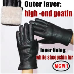 Deerskin Pattern Male Leather Gloves Sheepskin-fur in one  Gloves Female Goatskin  Sheep Fur Wool Gloves Winter  Thickening Warm