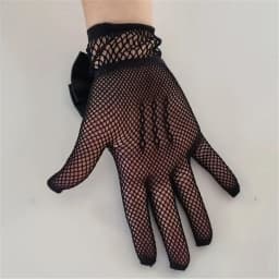 New Children's Mesh Bow Lace Pearl Fishing Net Gloves Children's Fashion Elegant High Elastic Short Gloves Party Gloves
