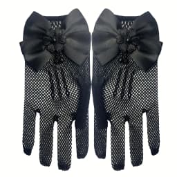 New Children's Mesh Bow Lace Pearl Fishing Net Gloves Children's Fashion Elegant High Elastic Short Gloves Party Gloves
