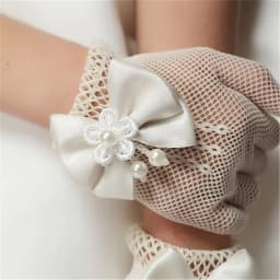 New Children's Mesh Bow Lace Pearl Fishing Net Gloves Children's Fashion Elegant High Elastic Short Gloves Party Gloves