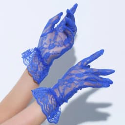 Retro Elegant Lace Thin Transparent Blue Short Gloves Women Sexy Music Festival Party Nightclub Personality Performance