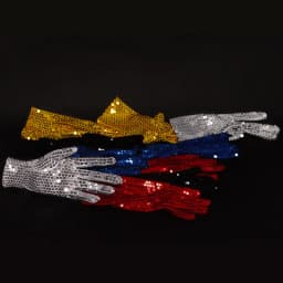 Adult Shining Sequins Gloves Woman Sexy Party Music Festival Punk Gothic Fashion Costume Halloween Cosplay Stage Performance