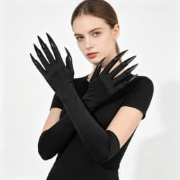 Halloween Scary Witches Nails 43cm Long Gloves Vampire Black Devil Claw Gloves Gothic Costume Party Cosplay Props Accessories