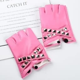 Women Stage Performance Nightclub Punk Leather Half Finger Rivets Gloves Pole Dance Personality Hip Hop Queen Cosplay