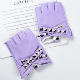 Women Stage Performance Nightclub Punk Leather Half Finger Rivets Gloves Pole Dance Personality Hip Hop Queen Cosplay