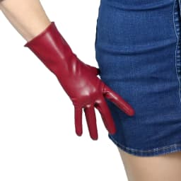 Faux Leather Orange GLOVES Short Wrist Women's Cosplay Halloween Glove For Ladies Costume Evening Party Winter Driving Glove