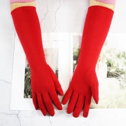 Long Gloves Women's Knitted Cotton Elastic Sun Protection Fashion Simple Brushed Lining Autumn and Winter Warm Sleeves