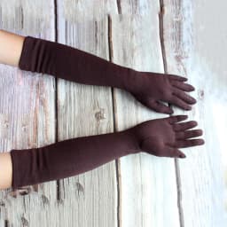 Long Gloves Women's Knitted Cotton Elastic Sun Protection Fashion Simple Brushed Lining Autumn and Winter Warm Sleeves