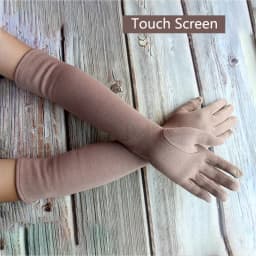 Long Gloves Women's Knitted Cotton Elastic Sun Protection Fashion Simple Brushed Lining Autumn and Winter Warm Sleeves
