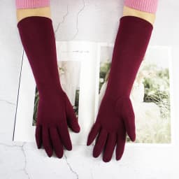 Long Gloves Women's Knitted Cotton Elastic Sun Protection Fashion Simple Brushed Lining Autumn and Winter Warm Sleeves