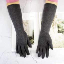 Long Gloves Women's Knitted Cotton Elastic Sun Protection Fashion Simple Brushed Lining Autumn and Winter Warm Sleeves