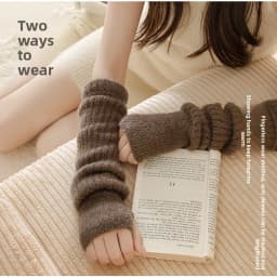 Winter Warm Long Sleeves Gloves for Women Fingerless Solid Color Hip-Hop Knitted Elbow Mittens Elastic Outdoor Warmer Arm