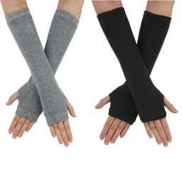 Women's Fingerless Gloves, Elastic Knitted Winter Arm Warmers Thumb Hole Gloves