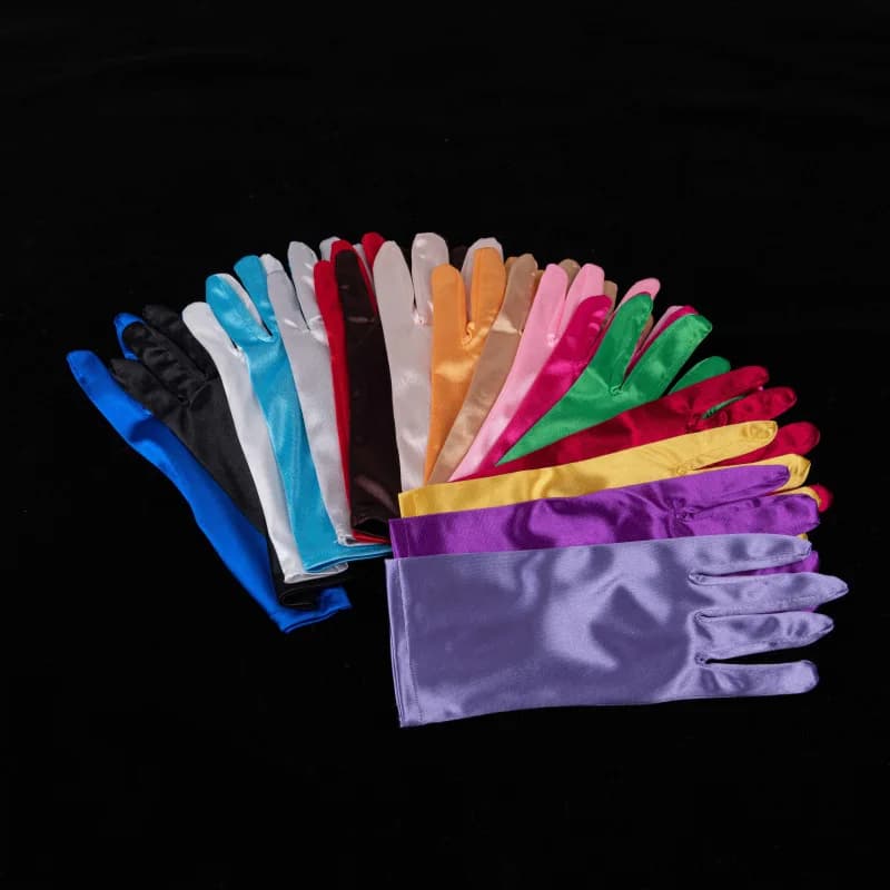 Satin Short Gloves for Women Elegant Temperament Princess Wedding Bridal Multicolor Gloves Stage Performance Dinner Accessories