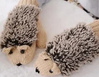 Women's Winter Gloves Without Fingers Knitting Wool Warm Mittens Fingerless Cartoon Hedgehog Gloves Birthday Present