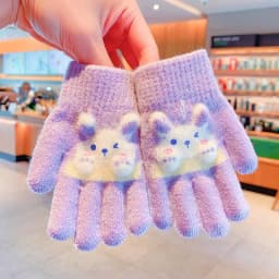 New Winter 3D Cartoon Rabbit Gloves For Girls Boys Soft Knitted Elastic Cuff Warm Windproof Toddler Gloves Children Accessories