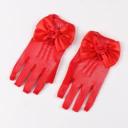 Kids Party Lace Pearl Fishnet Gloves Communion Flower Girl Party Gloves Children's Glove High Elasticity Mesh Bow Gloves