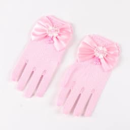 Kids Party Lace Pearl Fishnet Gloves Communion Flower Girl Party Gloves Children's Glove High Elasticity Mesh Bow Gloves